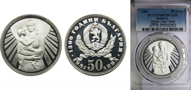BULGARIA 1981 50 LEVA Silver PCGS DCAM Mother and Child KM# 137
