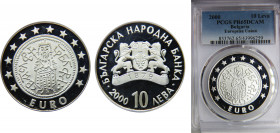 BULGARIA 2000 10 LEVA Silver PCGS DCAM Association with the European Union KM# 253