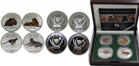 CONGO DEMOCRATIC REPUBLIC 2011 30 FRANCS Silver Set 4 Coins Colored, Cheetah/Lion/Leopard/Tiger, Mintage 3000