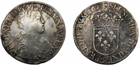 FRANCE Louis XIV 1653 9 1 ECU SILVER Kingdom, Rennes Mint 26.91g Dy# 1469