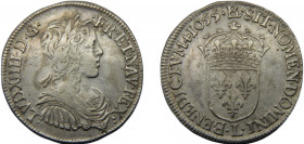FRANCE Louis XIV 1655 L ½ ECU SILVER Kingdom, Bayonne Mint 13.59g Dy# 1470