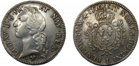 FRANCE Louis XV 1770 L 1 ECU SILVER Kingdom, Bayonne Mint 29.16g KM#512.12