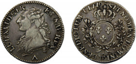 FRANCE Louis XVI 1779 W ½ ECU SILVER Kingdom, Lille Mint 14.6g Dy# 1709