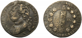 FRANCE Louis XVI 1793 A 12 DENIERS COPPER Kingdom, Paris Mint 10.81g KM# 600