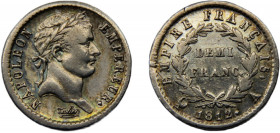 FRANCE Napoleon I 1812 A ½ FRANC SILVER First Empire, Paris Mint 2.53g KM#691.1
