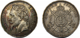 FRANCE Napoleon III 1867 BB 5 FRANCS SILVER Second Empire, Strasbourg Mint 24.97g KM# 799.2