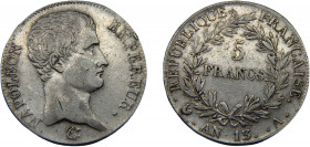 FRANCE Napoleon I LAN 13 (1804) A 5 FRANCS SILVER First Empire, Paris Mint 25.03g KM# 662.1