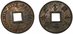 FRENCH INDOCHINA 1897 A 2 SAPÈQUE BRONZE Third Republic, Paris Mint 1.96g KM# 6
