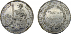 FRENCH INDOCHINA 1907 A 1 PIASTRE SILVER Third Republic, Paris Mint 27.07g KM#5a.1