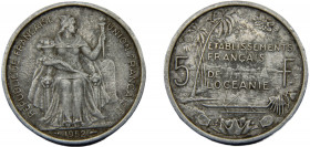 FRENCH POLYNESIA 1952 5 FRANCS ALUMINIUM French overseas territory, Paris Mint 3.81g KM# 4