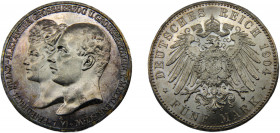 GERMAN EMPIRE Mecklenburg-Schwerin Friedrich Franz IV 1904 A 5 MARK SILVER Grand duchy, Mariage de duc Friedrich Franz IV, Berlin Mint(Mintage 40000) ...