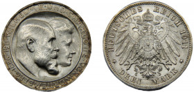 GERMAN EMPIRE Württemberg Wilhelm II 1911 F 3 MARK SILVER Kingdom, Silver Wedding Anniversary, Stuttgart Mint 16.66g KM# 636