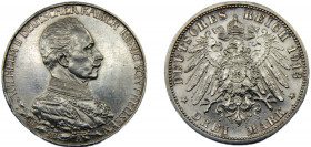 GERMAN EMPIRE William II 1913 A 3 MARK SILVER 25th Anniversary of the Reign of King Wilhelm II, Berlin Mint, 16.66g KM# 535