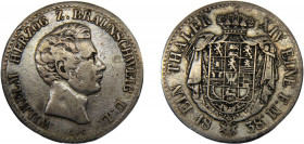 GERMAN STATES Brunswick William VIII 1838 CvC 1 THALER SILVER Duchy, Brunswick Mint(Mintage 33211) 22.02g KM# 1129