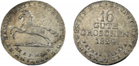 GERMAN STATES Hannover George IV 1824 16 GUTE GROSCHEN SILVER Kingdom 11.74g KM# 138