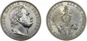 GERMAN STATES Prussia Wilhelm I 1866 A 1 VEREINSTHALER SILVER Kingdom, "Siegestaler",Victory over Austria, Berlin Mint 18.53g KM# 497