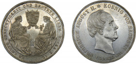 GERMAN STATES Saxony-Albertinian Friedrich August II 1854 F 1 THALER SILVER Kingdom, Death of King Friedrich August II(Mintage 15683) 22.26g KM#1180.1
