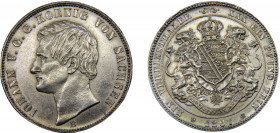 GERMAN STATES Saxony-Albertinian Johann I 1867 B 1 VEREINSTHALER SILVER Kingdom 18.53g KM# 1214
