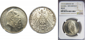 GERMANY Bavaria 1911 3 MARK Silver NGC States, Otto, 90th Birthday of Prince Regent Luitpold KM# 998, J# 49