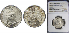 GERMANY Prussia William II 1901 2 MARK Silver NGC States, 200th Anniversary KM# 525, J# 105