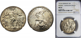 GERMANY Prussia William II 1913 3 MARK Silver NGC States, Victory over Napoleon at Leipzig KM# 534, J# 110