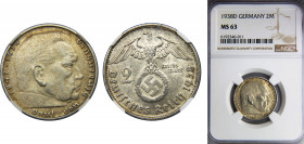 GERMANY 1938 2 MARK Silver NGC III Reich, Munich D KM# 93