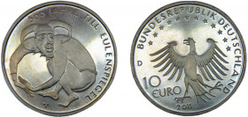 GERMANY 2011 D 10 EURO ALLOY Federal Republic, 500 Years Till Eulenspiegel 14g KM# 300