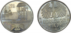 GERMANY 2011 J 10 EURO ALLOY Federal Republic, 100 Years Hamburger Elbtunnel 14g KM# 302