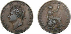 GREAT BRITAIN George IV 1826 ½ PENNY COPPER United Kingdom 9.11g KM# 692
