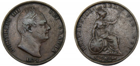GREAT BRITAIN William IV 1834 ½ PENNY COPPER United Kingdom 9.13g KM# 706