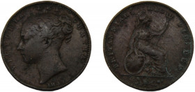 GREAT BRITAIN Victoria 1839 1 FARTHING COPPER United Kingdom, 1st portrait, "Young Head" 4.6g KM# 725