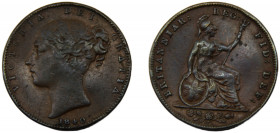 GREAT BRITAIN Victoria 1840 1 FARTHING COPPER United Kingdom, 1st portrait, "Young Head" 4.79g KM# 725