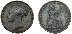 GREAT BRITAIN Victoria 1845 1 FARTHING COPPER United Kingdom, 1st portrait, "Young Head" 4.63g KM# 725