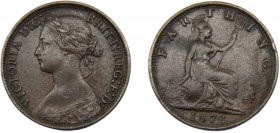 GREAT BRITAIN Victoria 1873 1 FARTHING BRONZE United Kingdom, 2nd portrait, "Bun head", 1st type 2.8g KM#747.2