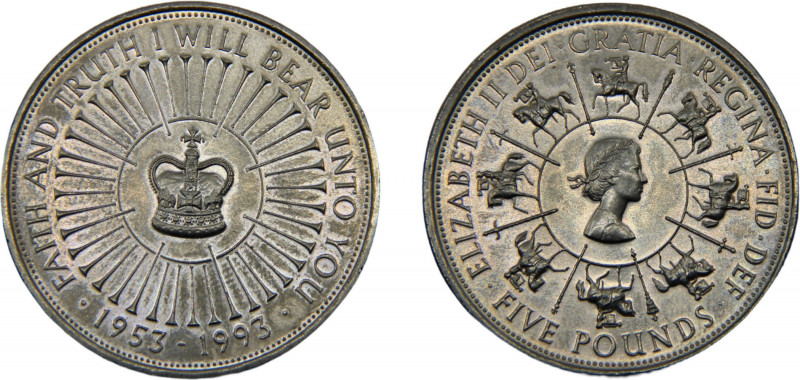 GREAT BRITAIN Elizabeth II 1996 5 POUNDS ALLOY United Kingdom, 40th anniversary ...