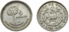 GUATEMALA 1949 5 CENTAVOS SILVER Republic 1.65g KM# 255