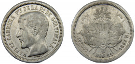 GUATEMALA 1862 R 2 REALES SILVER Republic, Rafael Carrera 6.07g KM# 139