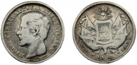 GUATEMALA 1862 R 1 REAL SILVER Republic, Rafael Carrera 2.91g KM#137.1