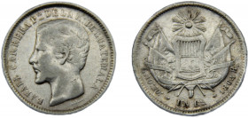 GUATEMALA 1864 R 1 REAL SILVER Republic, Rafael Carrera 3.1g KM#137.1