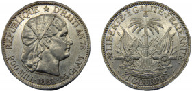 HAITI 1881, AN78 1 GOURDE SILVER First Republic, Paris Mint 24.9g KM# 46