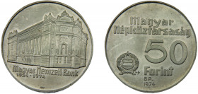 HUNGARY 1974 BP. 50 FORINT SILVER People's Republic 50th Anniversary of National, Budapest Mint(Mintage 24000) 16.11g KM# 601