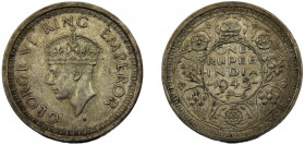 INDIA George VI 1945 • 1 RUPEE SILVER British, Bombay Mint 11.65g KM#557.1
