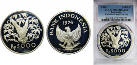 INDONESIA 1974 5000 RUPIAH Silver PCGS DCAM Orangutan KM# 40a