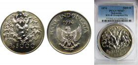 INDONESIA 1974 5000 RUPIAH Silver PCGS Orangutan KM# 40