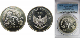 INDONESIA 1974 2000 RUPIAH Silver PCGS Javan Tiger KM# 39