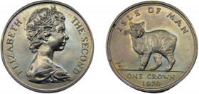 ISLE OF MAN Elizabeth II 1970 1 CROWN ALLOY United Kingdom, Manx Cat 28.05g KM# 18