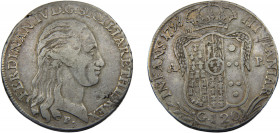 ITALIAN STATES Naples Ferdinando IV 1798 P//M, A-P 120 GRANA SILVER Kingdom 27.24g KM# 215