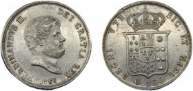 ITALIAN STATES Two Sicilies Ferdinando II 1855 120 GRANA SILVER Kingdom 27.54g KM# 370
