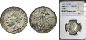 ITALY Vittorio Emanuele III 1911 2 LIRE Silver NGC 50th Anniversary of the Kingdom KM# 52