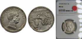 ITALY Vittorio Emanuele III 1916 2 LIRE Silver NGC Carriage, Rome mint KM# 55